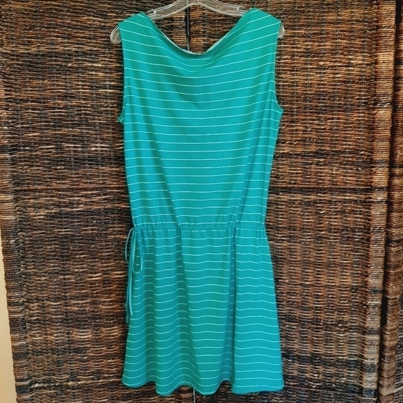Kuhl Large Kyra Striped Jersey Knit Mini Dress Aqua Green Tank Athleisure - Picture 2 of 6